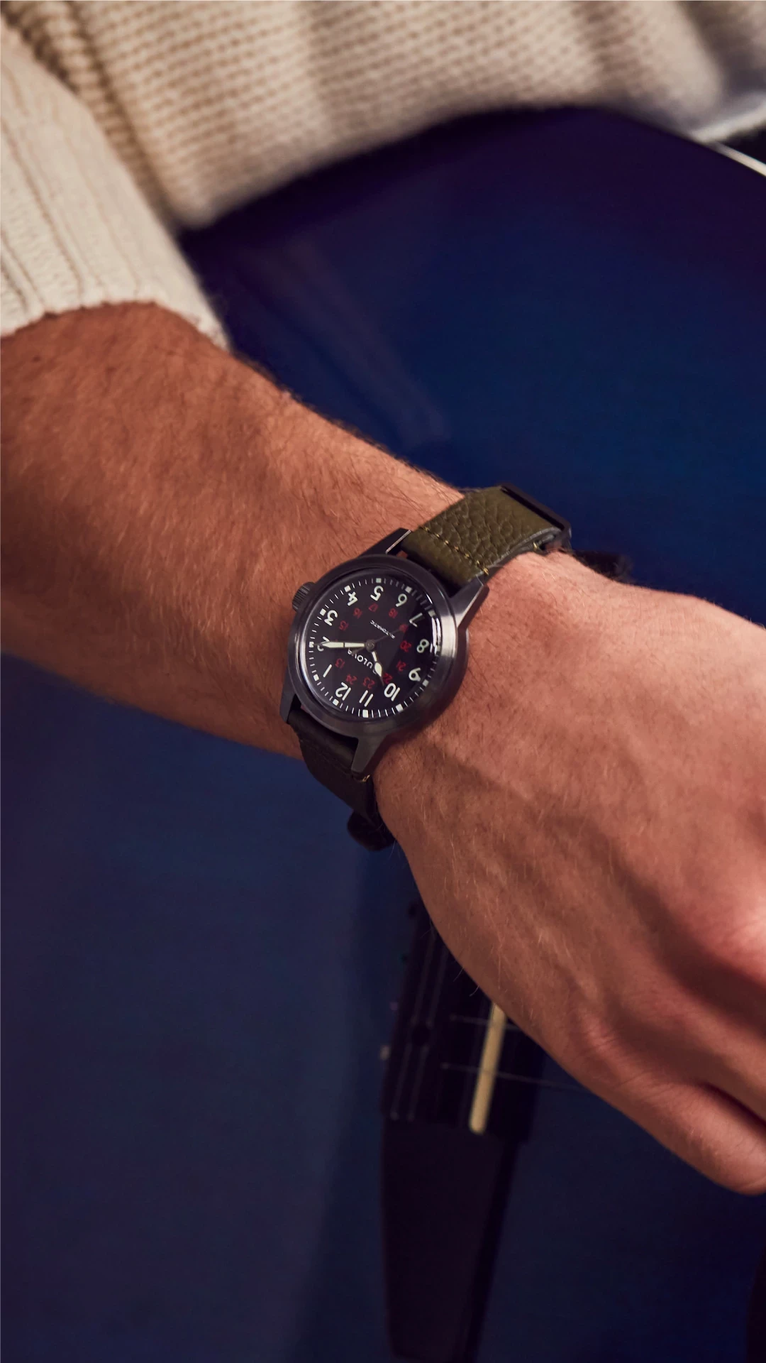 Black Dial Leather Strap Hack Watch 98A255 | Bulova